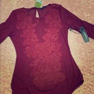 Burgundy Sheer Bodysuit
